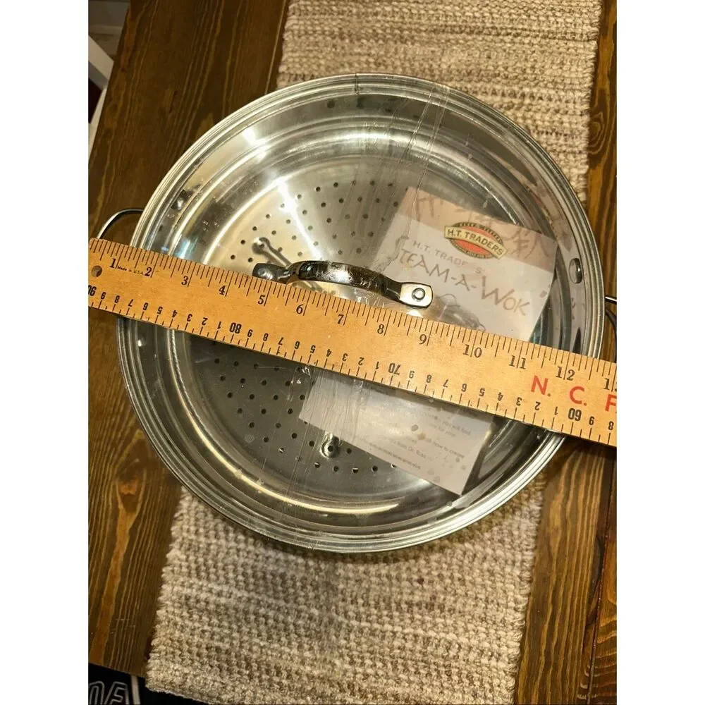 H.T. Traders Steam-A-Wok Stainless Steel Wok Steamer Lid & NWOB